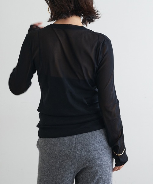 Whim Gazette（ウィムガゼット）の「【myporter】シアーチュールプルオーバー（Tシャツ/カットソー・レディース・ブラック/オフホワイト・38）」の13枚目の写真