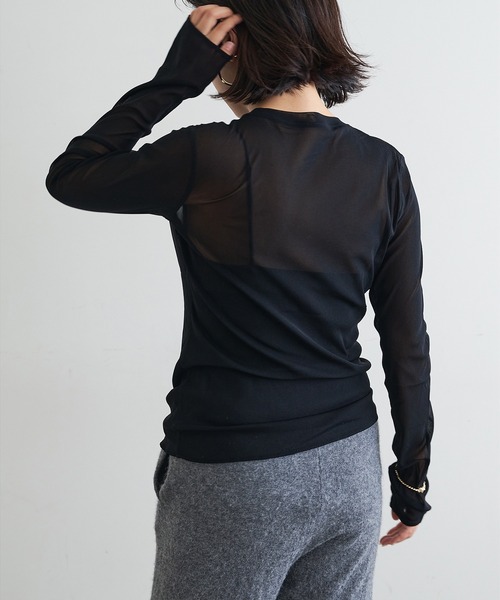 Whim Gazette（ウィムガゼット）の「【myporter】シアーチュールプルオーバー（Tシャツ/カットソー・レディース・ブラック/オフホワイト・38）」の12枚目の写真
