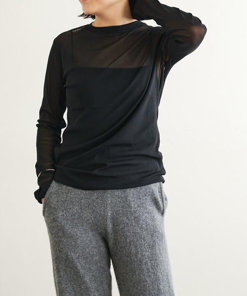 Whim Gazette（ウィムガゼット）の「【myporter】シアーチュールプルオーバー（Tシャツ/カットソー・レディース・ブラック/オフホワイト・38）」の16枚目の写真