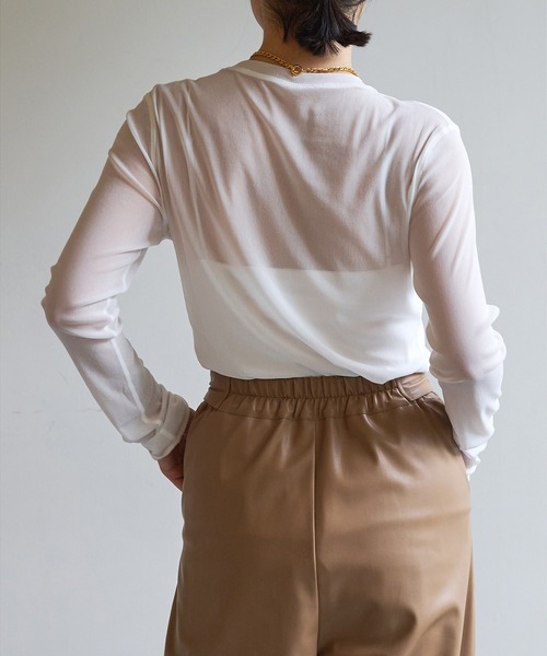 Whim Gazette（ウィムガゼット）の「【myporter】シアーチュールプルオーバー（Tシャツ/カットソー・レディース・ブラック/オフホワイト・38）」の6枚目の写真