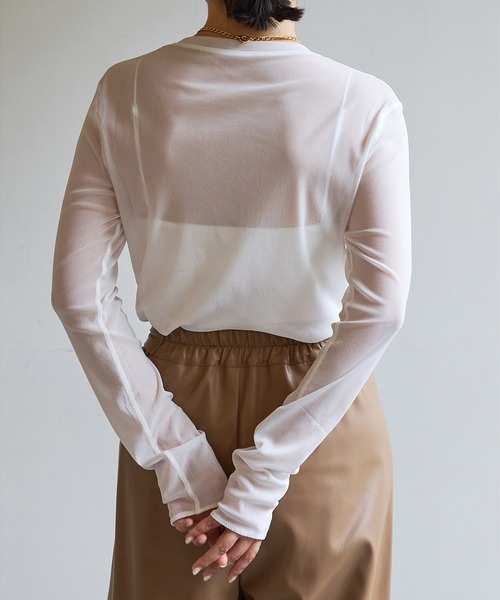 Whim Gazette（ウィムガゼット）の「【myporter】シアーチュールプルオーバー（Tシャツ/カットソー・レディース・ブラック/オフホワイト・38）」の7枚目の写真
