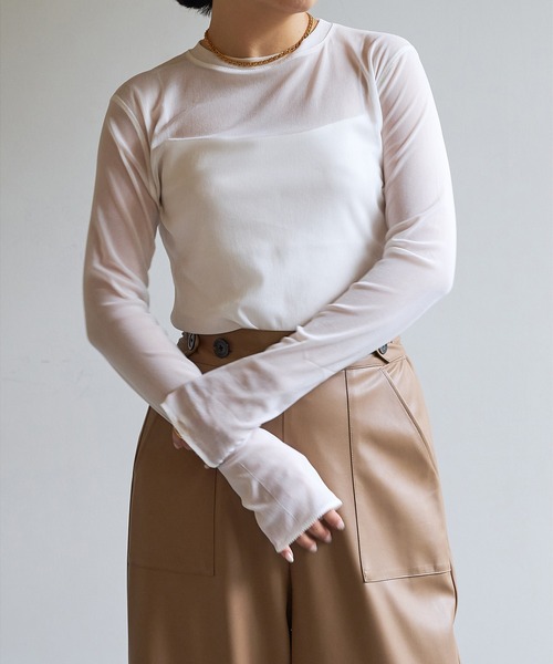 Whim Gazette（ウィムガゼット）の「【myporter】シアーチュールプルオーバー（Tシャツ/カットソー・レディース・ブラック/オフホワイト・38）」の4枚目の写真