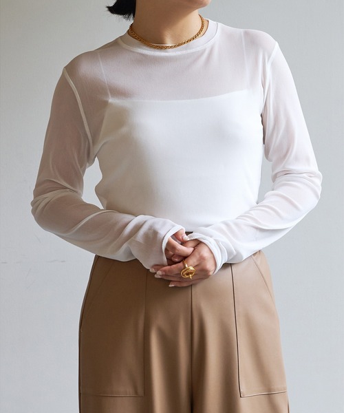 Whim Gazette（ウィムガゼット）の「【myporter】シアーチュールプルオーバー（Tシャツ/カットソー・レディース・ブラック/オフホワイト・38）」の9枚目の写真