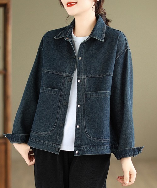 ReRe（リリ）の「ポケット付きデニムジャケット（デニムジャケット・レディース・ブルー・MEDIUM/X-LARGE/LARGE）」の3枚目の写真
