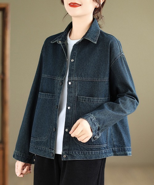 ReRe（リリ）の「ポケット付きデニムジャケット（デニムジャケット・レディース・ブルー・MEDIUM/X-LARGE/LARGE）」の4枚目の写真