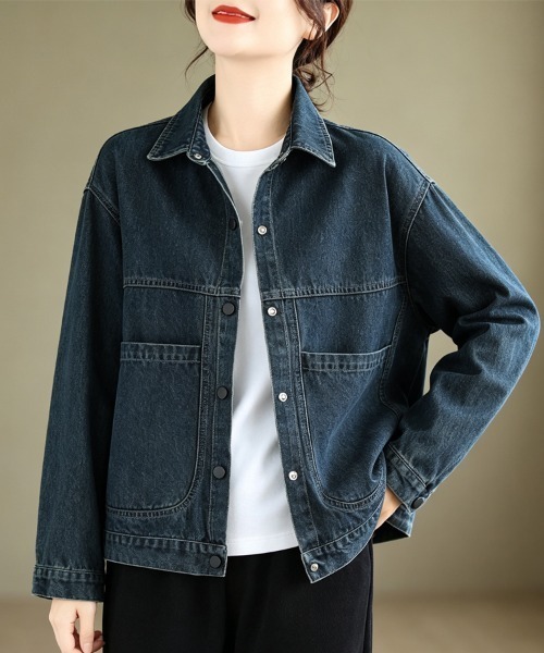 ReRe（リリ）の「ポケット付きデニムジャケット（デニムジャケット・レディース・ブルー・MEDIUM/X-LARGE/LARGE）」の6枚目の写真