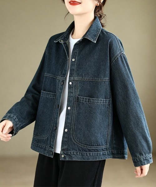 ReRe（リリ）の「ポケット付きデニムジャケット（デニムジャケット・レディース・ブルー・MEDIUM/X-LARGE/LARGE）」の8枚目の写真