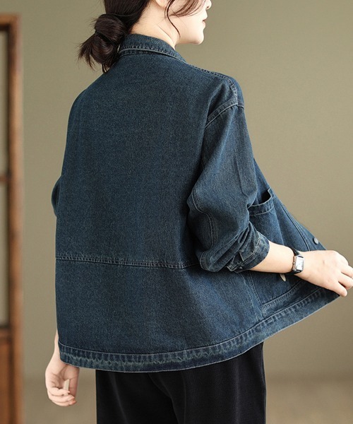 ReRe（リリ）の「ポケット付きデニムジャケット（デニムジャケット・レディース・ブルー・MEDIUM/X-LARGE/LARGE）」の9枚目の写真