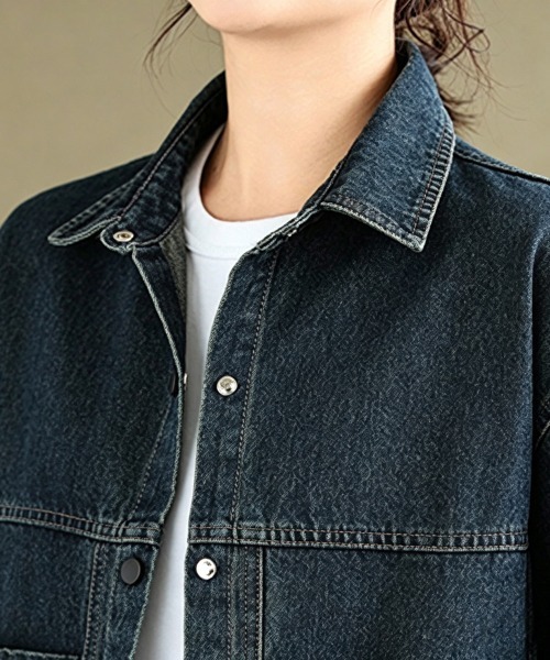 ReRe（リリ）の「ポケット付きデニムジャケット（デニムジャケット・レディース・ブルー・MEDIUM/X-LARGE/LARGE）」の10枚目の写真
