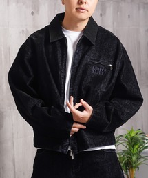 Laufer（ロイファー）の「【Laufer】フロッキーデニム デトロイトジャケット   クロップド ワイドワークブルゾン(セットアップ対応)（デニムジャケット）」