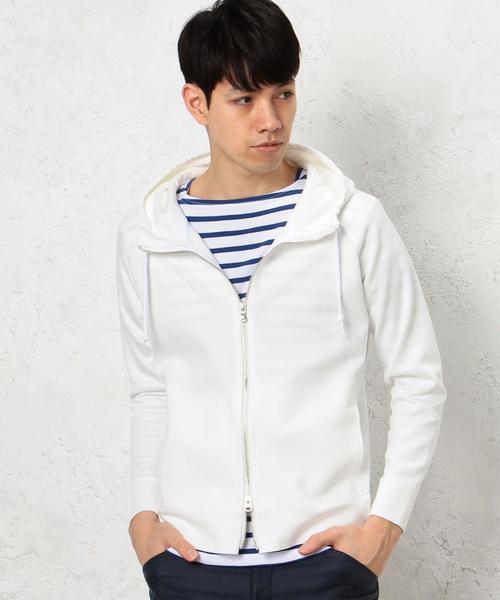 green label relaxing（グリーンレーベルリラクシング）の「KC W/FACE HI/NECK ジップパーカー◆（パーカー・メンズ・グレー/ホワイト・LARGE/SMALL/MEDIUM）」の2枚目の写真