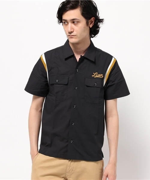 JACKROSE(ジャックローズ)の「Wネーム刺繍ボーリングシャツ(シャツ/ブラウス・メンズ・ブラック/オフホワイト・M/L)」の2枚目の写真
