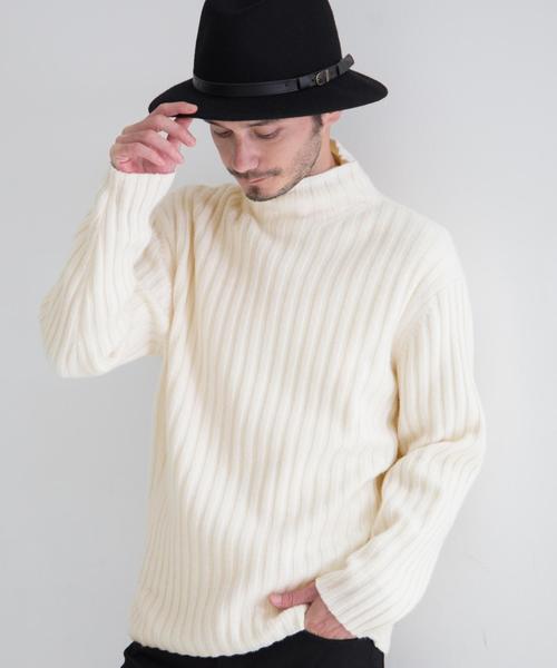 green label relaxing(グリーンレーベルリラクシング)の「BC HAMI/LAMB RIB ハイネック ニット◆(ニット/セーター・メンズ・グレー/オフホワイト・LARGE/SMALL/MEDIUM)」の1枚目の写真