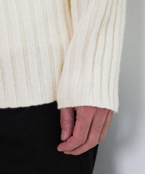 green label relaxing(グリーンレーベルリラクシング)の「BC HAMI/LAMB RIB ハイネック ニット◆(ニット/セーター・メンズ・グレー/オフホワイト・LARGE/SMALL/MEDIUM)」の9枚目の写真