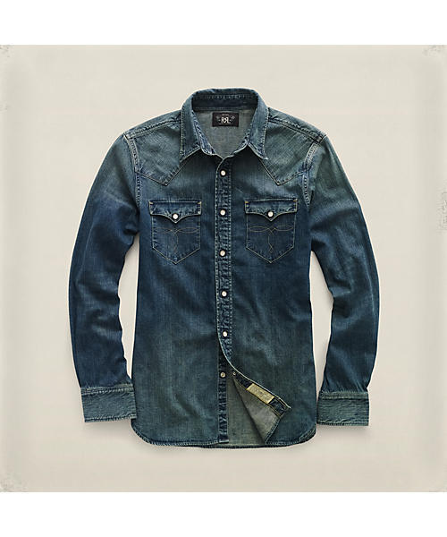 RRL Ralph Lauren(ダブル アールエル)の「インディゴ バッファロー ウエスタン シャツ(シャツ/ブラウス)」|ライトブルー