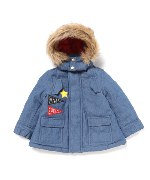 ANAP kids（アナップキッズ）の「ワッペンデザインモッズコート（モッズコート・キッズ・インディゴブルー/カーキ/ベージュ・90cm/130cm/110cm/100cm/120cm）」の18枚目の写真