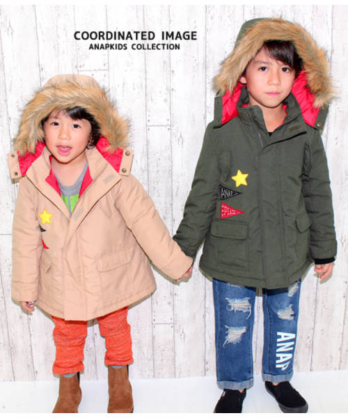 ANAP kids（アナップキッズ）の「ワッペンデザインモッズコート（モッズコート・キッズ・インディゴブルー/カーキ/ベージュ・90cm/130cm/110cm/100cm/120cm）」の15枚目の写真