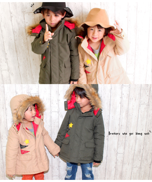 ANAP kids（アナップキッズ）の「ワッペンデザインモッズコート（モッズコート・キッズ・インディゴブルー/カーキ/ベージュ・90cm/130cm/110cm/100cm/120cm）」の16枚目の写真