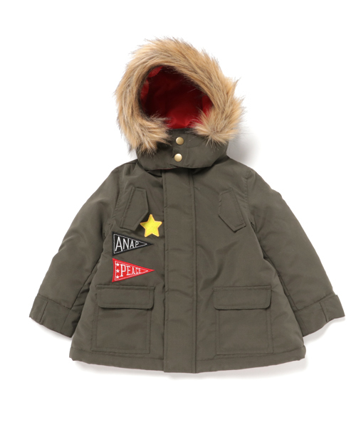 ANAP kids（アナップキッズ）の「ワッペンデザインモッズコート（モッズコート・キッズ・インディゴブルー/カーキ/ベージュ・90cm/130cm/110cm/100cm/120cm）」の3枚目の写真