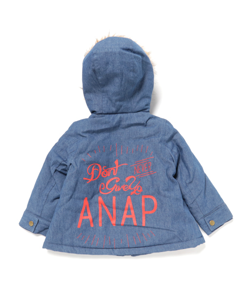 ANAP kids（アナップキッズ）の「ワッペンデザインモッズコート（モッズコート・キッズ・インディゴブルー/カーキ/ベージュ・90cm/130cm/110cm/100cm/120cm）」の12枚目の写真