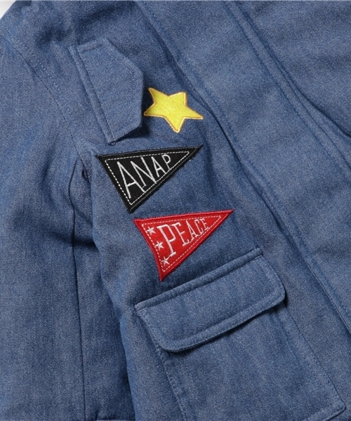 ANAP kids（アナップキッズ）の「ワッペンデザインモッズコート（モッズコート・キッズ・インディゴブルー/カーキ/ベージュ・90cm/130cm/110cm/100cm/120cm）」の10枚目の写真