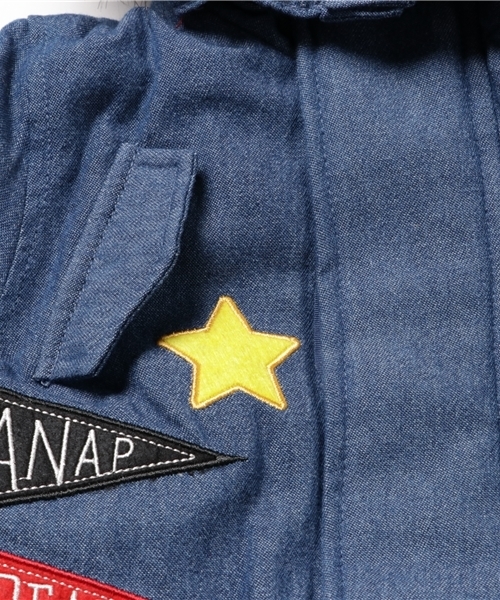 ANAP kids（アナップキッズ）の「ワッペンデザインモッズコート（モッズコート・キッズ・インディゴブルー/カーキ/ベージュ・90cm/130cm/110cm/100cm/120cm）」の8枚目の写真