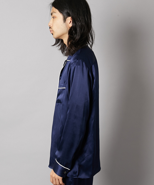 AMERICAN RAG CIE（アメリカンラグシー）の「シルク セットアップ パジャマシャツ WEB限定（シャツ/ブラウス・メンズ・ブラック/ネイビー・1/2/3）」の4枚目の写真