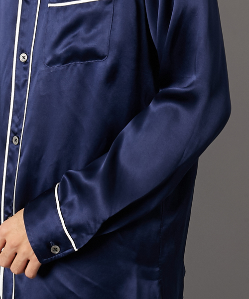 AMERICAN RAG CIE（アメリカンラグシー）の「シルク セットアップ パジャマシャツ WEB限定（シャツ/ブラウス・メンズ・ブラック/ネイビー・1/2/3）」の9枚目の写真