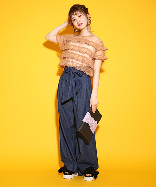 新品 kloset TWICE サナ 着用 フラワー チュール フリル トップス