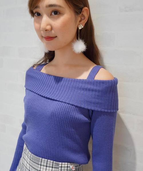 ジルバイ リブベーシックスカラップ オフショルニット JILL by JILL STUART（ジルバイジルスチュアート）の「◇リブ