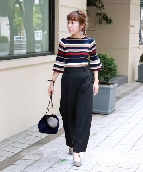 le.coeur blanc（ルクールブラン）の「【WEB限定PRICE】ワイドリブフレアースリーブ6分袖（ニット/セーター・レディース・ネイビー/ホワイト系その他/ブラウン/グリーン/ピンク系その他/ブルー系その他4・FREE）」の9枚目の写真