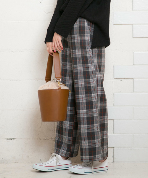 KOBE LETTUCE（コウベレタス）の「シーズンライクに着こなして！チェック柄ワイドパンツ（その他パンツ・レディース・レッド/グリーン/グレー系その他2/グレー系その他/オレンジ系その他/ブルー系その他/ブラウン系その他・FREE）」の7枚目の写真