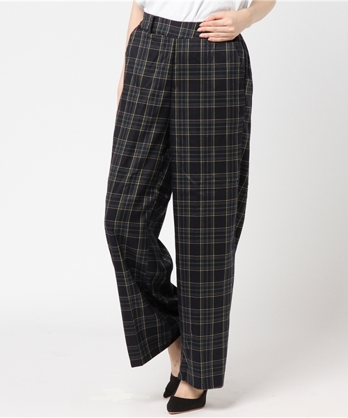 KOBE LETTUCE（コウベレタス）の「シーズンライクに着こなして！チェック柄ワイドパンツ（その他パンツ・レディース・レッド/グリーン/グレー系その他2/グレー系その他/オレンジ系その他/ブルー系その他/ブラウン系その他・FREE）」の4枚目の写真