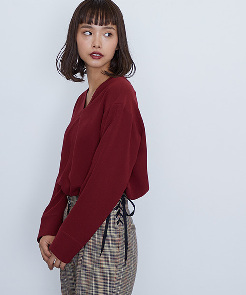 STUDIOUS（ステュディオス）の「【STUDIOUS】サワースキッパーブラウス（シャツ/ブラウス・レディース・オフホワイト/レッド/ブラック・FREE）」の3枚目の写真