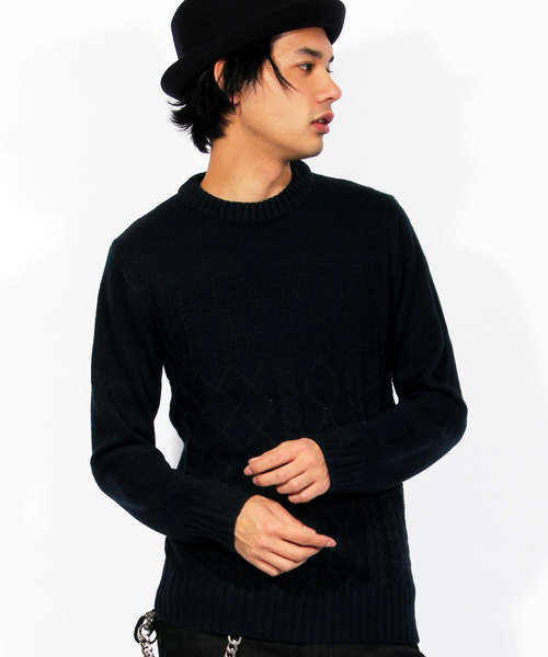 8(eight)(エイト)の「ケーブル編み ニット セーター クルーネック ざっくりニット(ニット/セーター・メンズ・ホワイト/ブラック/ベージュ/ネイビー/グレー/レッド/ピンク・MEDIUM/X-LARGE/LARGE)」の5枚目の写真