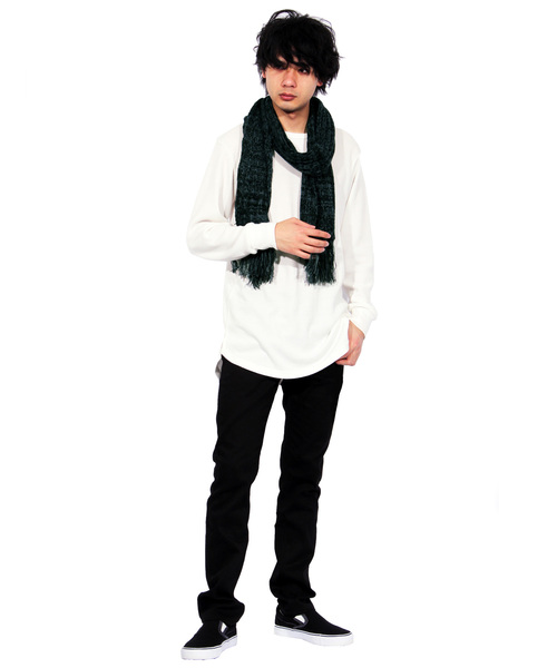 ８(eight)（エイト）の「2トーン ロングマフラー ストール（マフラー・メンズ・ブラック/グレー/ブラウン/レッド・FREE）」の5枚目の写真