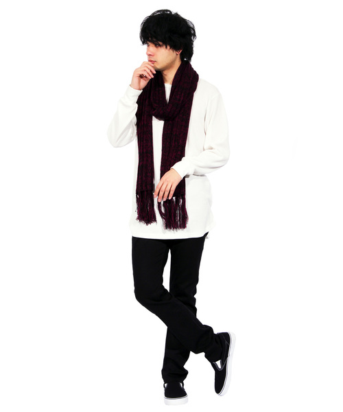 ８(eight)（エイト）の「2トーン ロングマフラー ストール（マフラー・メンズ・ブラック/グレー/ブラウン/レッド・FREE）」の8枚目の写真