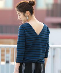 Le Minor | 【別注】＜Le minor＞∴バックVネックボーダーカットソー о(Tシャツ/カットソー)