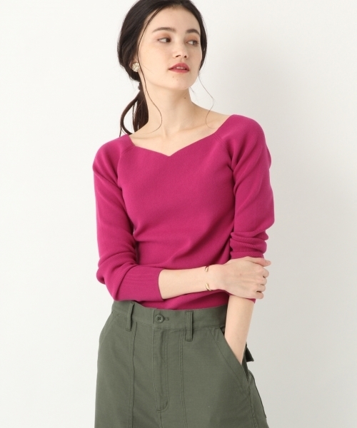 A part by（アパートバイ）の「【洗濯機で洗える/前後2WAY】12GVPハートネック２WAY/LS　782764（ニット/セーター・レディース・ブラック/パープル/グレー/グリーン/ホワイト系その他・LARGE/MEDIUM）」の5枚目の写真