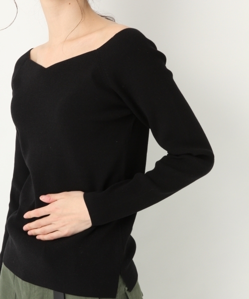 A part by（アパートバイ）の「【洗濯機で洗える/前後2WAY】12GVPハートネック２WAY/LS　782764（ニット/セーター・レディース・ブラック/パープル/グレー/グリーン/ホワイト系その他・LARGE/MEDIUM）」の7枚目の写真