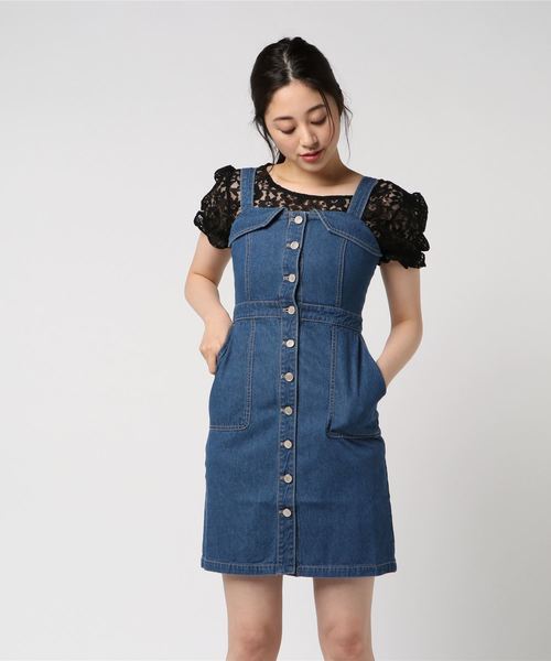 Cecil Mcbee セシルマクビー の デニムワンピース レースインナー ワンピース Wear
