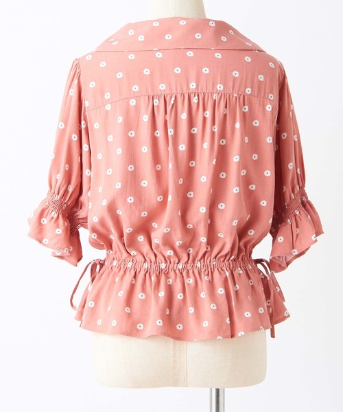 one after another NICE CLAUP（ワンアフターアナザーナイスクラップ）の「小紋花柄開襟ブラウス（シャツ/ブラウス・レディース・ブラック/サックスブルー/コーラルピンク・FREE）」の22枚目の写真