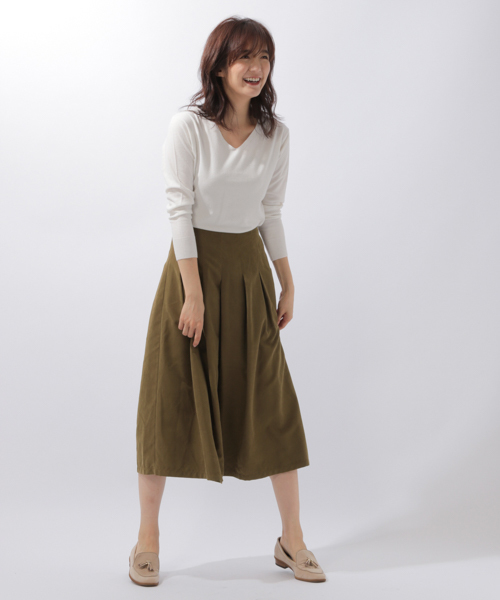 laboratory work（ラボラトリーワーク）の「タックフレアースカート（スカート・レディース・カーキ/ネイビー/パープル/マスタード・SMALL/MEDIUM）」の9枚目の写真