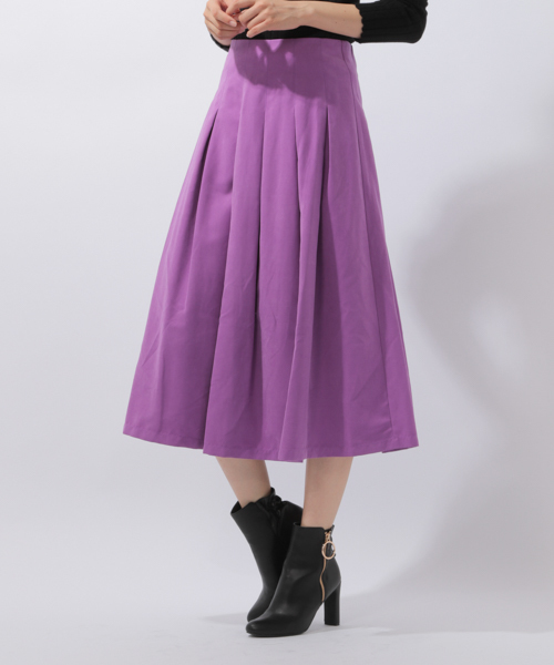 laboratory work（ラボラトリーワーク）の「タックフレアースカート（スカート・レディース・カーキ/ネイビー/パープル/マスタード・SMALL/MEDIUM）」の10枚目の写真