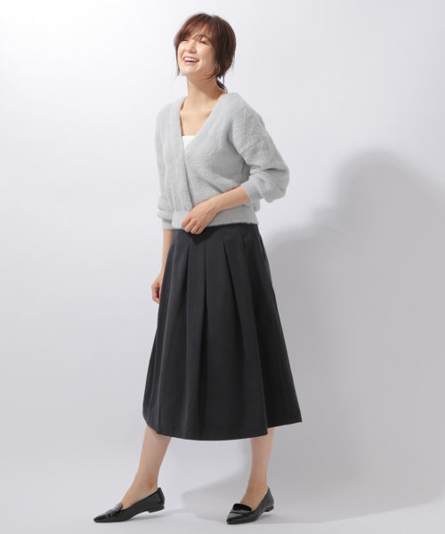 laboratory work（ラボラトリーワーク）の「タックフレアースカート（スカート・レディース・カーキ/ネイビー/パープル/マスタード・SMALL/MEDIUM）」の14枚目の写真