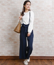 Grandeir | フロントリボンハイウエストワイドサロペット(サロペット/オーバーオール)