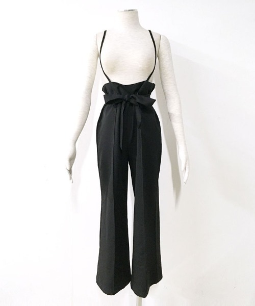 Grandeir(グランディール)の「フロントリボンハイウエストワイドサロペット(サロペット/オーバーオール・レディース・ブラック/ネイビー/グレー/モカ/ブラウン系その他・M/L)」の11枚目の写真