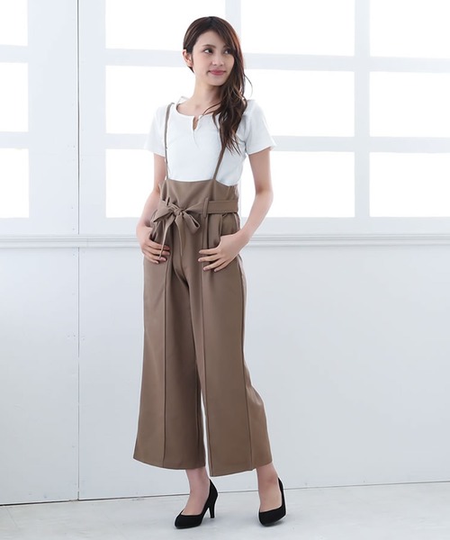 Grandeir(グランディール)の「フロントリボンハイウエストワイドサロペット(サロペット/オーバーオール・レディース・ブラック/ネイビー/グレー/モカ/ブラウン系その他・M/L)」の19枚目の写真