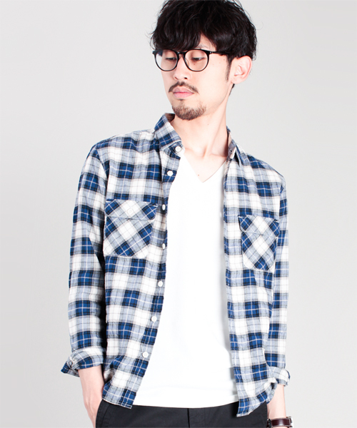 NANO universe（ナノユニバース）の「ツイルマドラススクウェアSH L/S（シャツ/ブラウス・メンズ・ブラック/チャコール/グリーン/ブルー/イエロー/レッド・MEDIUM/LARGE）」の4枚目の写真