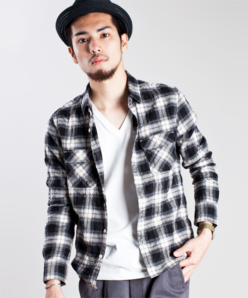 NANO universe（ナノユニバース）の「ツイルマドラススクウェアSH L/S（シャツ/ブラウス・メンズ・ブラック/チャコール/グリーン/ブルー/イエロー/レッド・MEDIUM/LARGE）」の2枚目の写真